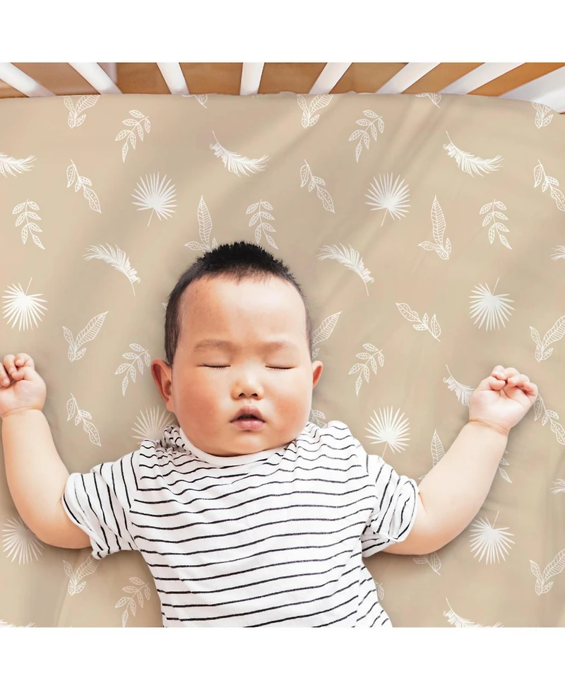 The Peanutshell Caramel Safari Cotton Jersey 4 Pack Fitted Crib Sheets