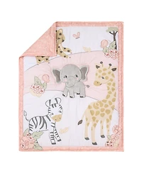 The Peanutshell Pink and Grey Wildest Dreams Crib Bedding Set for Baby Girls, 3 Piece Nursery Set