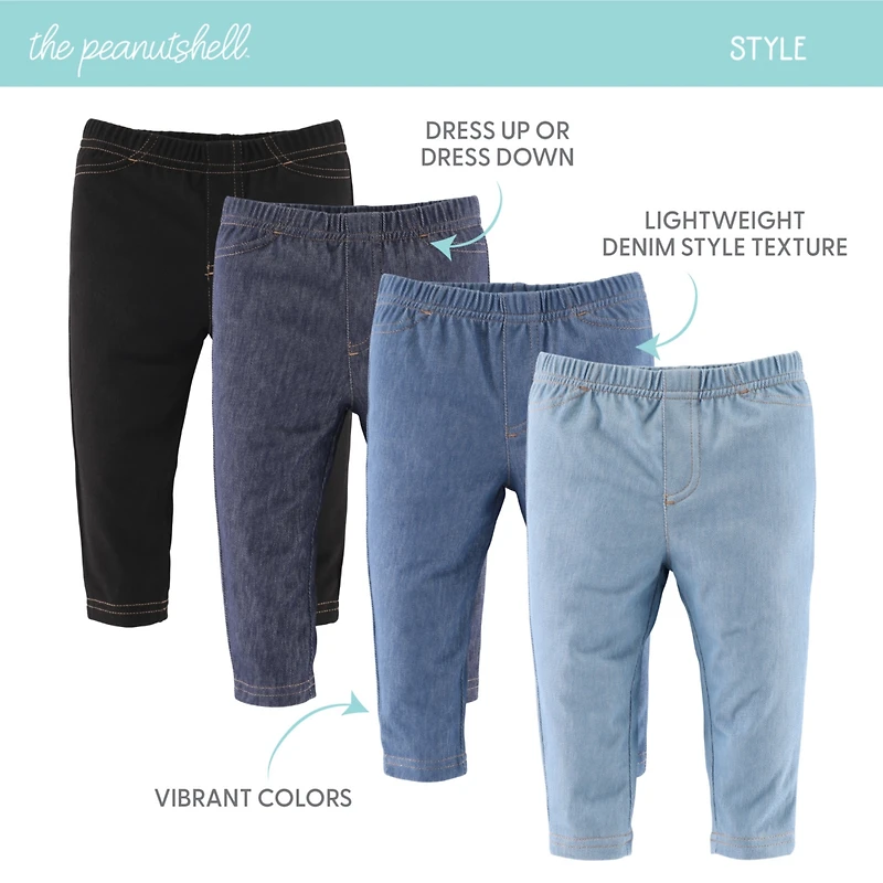 The Peanutshell Baby Jeggings for Boys and Girls, 4-Pack