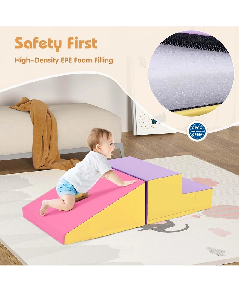 Step and Slide Climber for Infants Toddlers Baby Soft Foam Structure Blocks