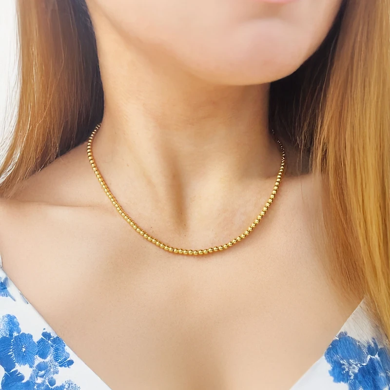 The Lovery Gold Ball Bead Chain Necklace 14K Gold