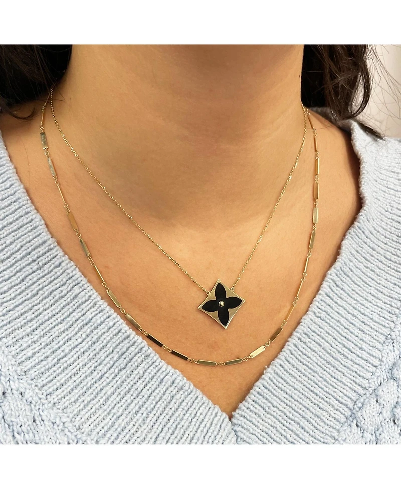The Lovery Onyx Luxe Flower Necklace 14K Gold