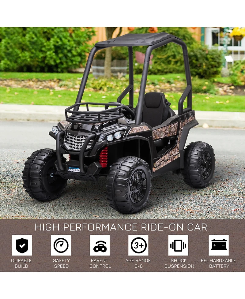 Aosom 12V Kids Utv with Music, Lights, MP3/Usb, Suspension,