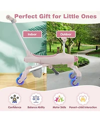 2-in-1 Kids Ride-on Push Car with Led Lighted Wheels Removable & Adjustable Handle