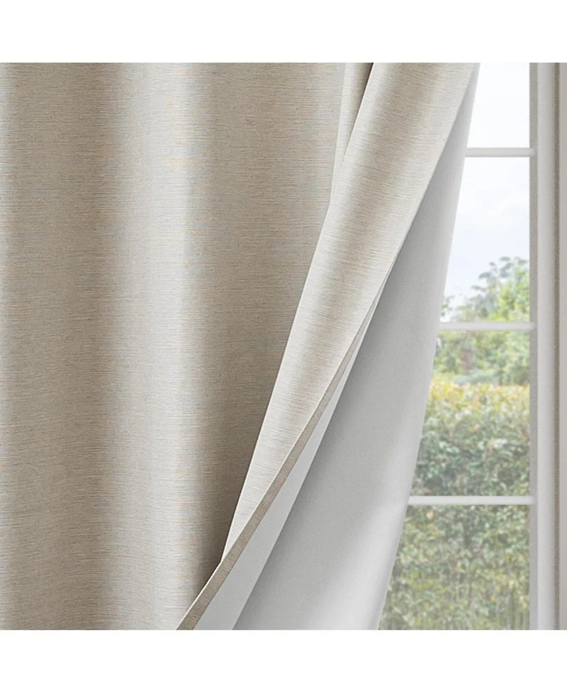 Brushed Serengeti Stria 100% Blackout Grommet Pair (2 panels