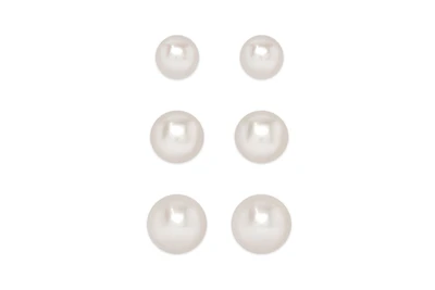 Lily Nily Girls Graduated Freshwater Pearls 3 Pairs Studs Set in Sterling Silver