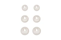 Lily Nily Girls Graduated Freshwater Pearls 3 Pairs Studs Set in Sterling Silver