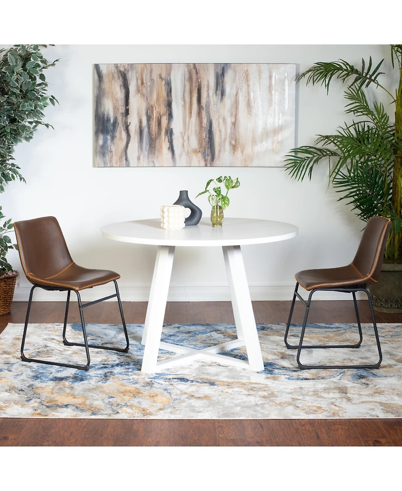 Streamdale 3-Piece Round Dining Set, Trestle Dining Table with 2 Stylish Chairs