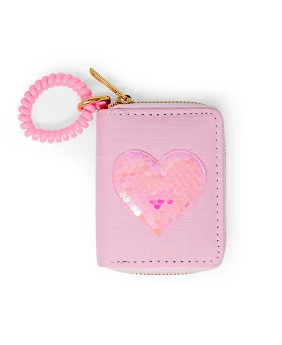 Tiny Treats + Zomi Gems Girls Sequin Heart Spiral Strap Wallet, Pink
