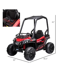 Aosom 12V Kids Utv with Music, Lights, MP3/Usb, Suspension,