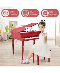 Hongge 30-Key Wood Toy Kids Grand Piano with Bench and Music Rack