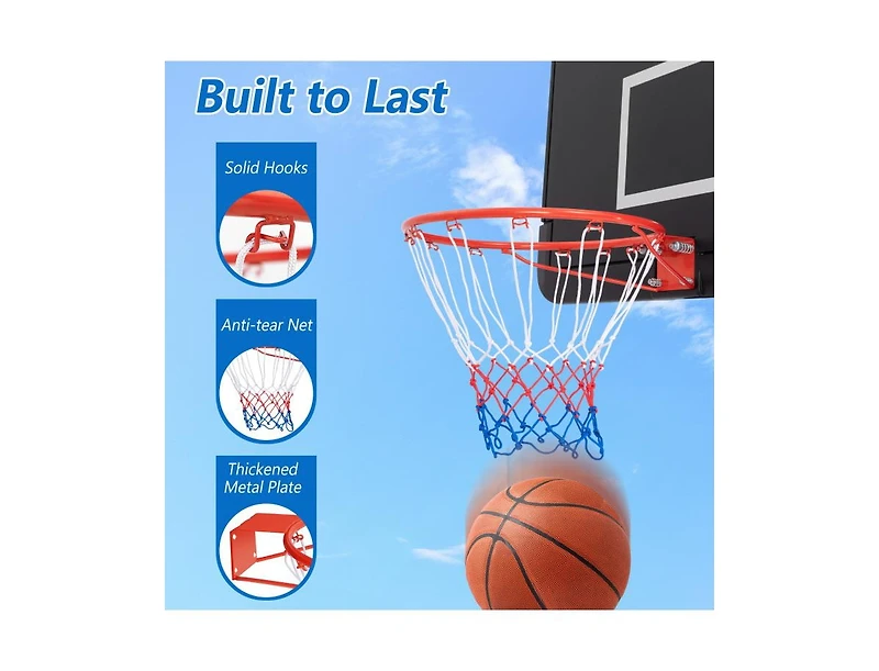 Hongge 18 Inch Basketball Rim Goal Replacement with All Weather Net and Mounting Hardware