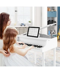 Hongge 30-Key Wood Toy Kids Grand Piano with Bench and Music Rack