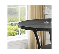 Streamdale Biony Espresso Nailhead Round Dining Table