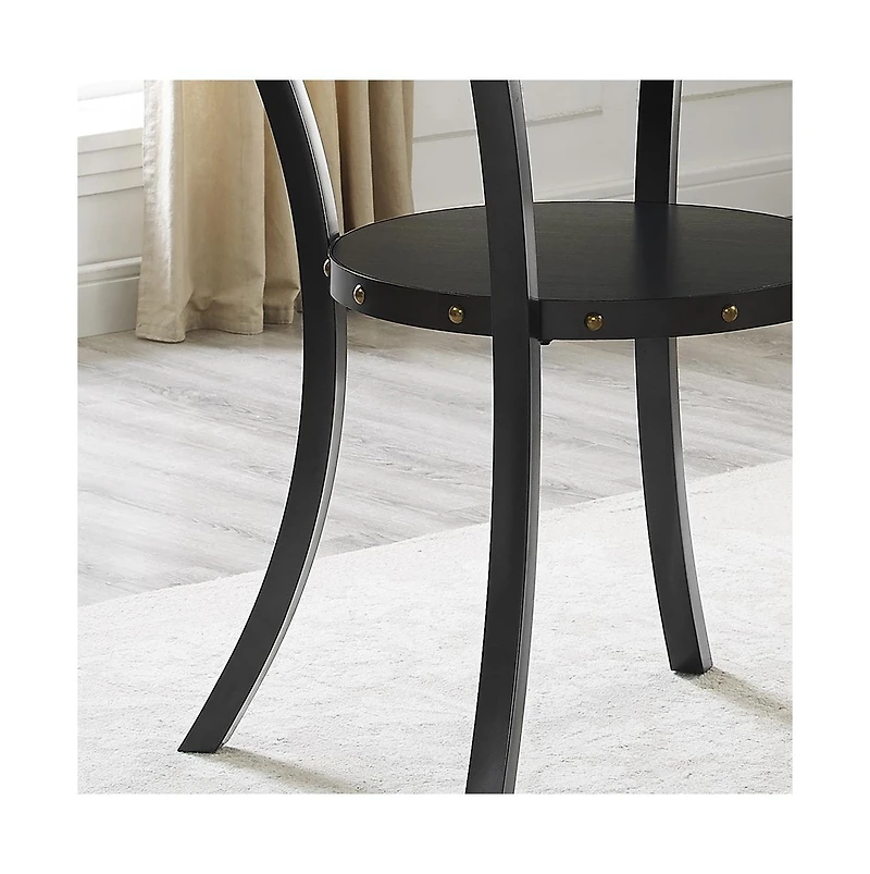 Streamdale Biony Espresso Nailhead Round Dining Table