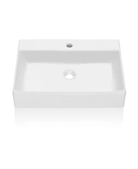 gaomon 20"x18" Bathroom Sink Rectangle White Ceramic Lavatory Vanity