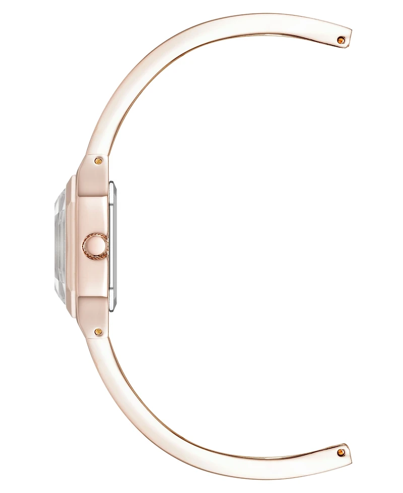 Anne Klein Women's Quartz Premium Crystal Green Enamel and Rose Gold-Tone Alloy Metal Bangle Watch, 23mm