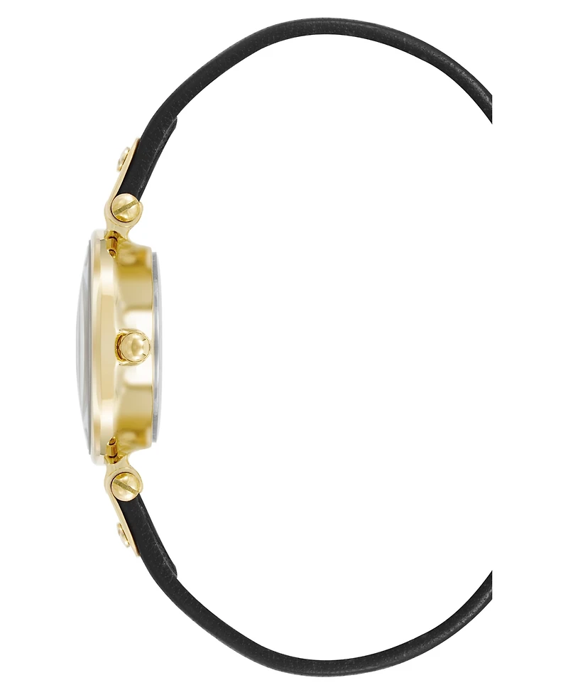 Anne Klein Women's Quartz Black Essential Leather and Gold-Tone Alloy Metal Strap Watch
