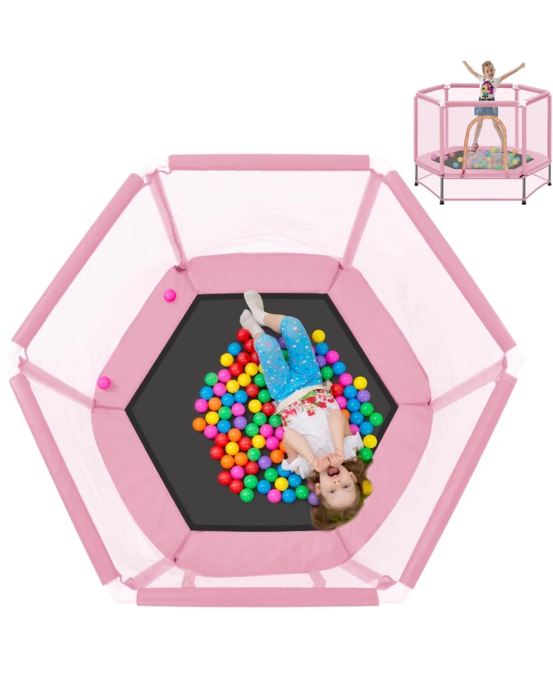 Slickblue 55" Toddlers Trampoline with Safety Enclosure Net & Balls