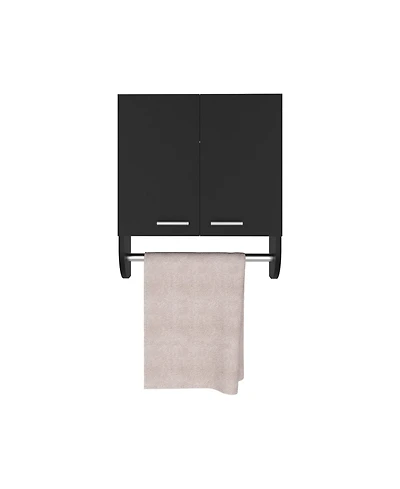 Huslia Medicine Cabinet with 2 Shelves and Doors, Black Wengue