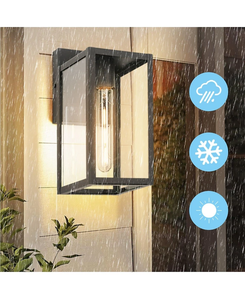 Flynama Black Not Motion Sensing Outdoor Hardwired Wall Lantern Sconce with No Bulbs Included