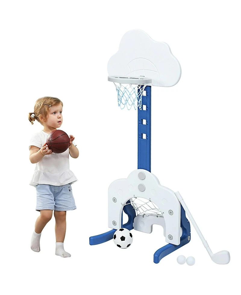 Hongge 3-in-1 Kids Adjustable Basketball Hoop Set with Balls