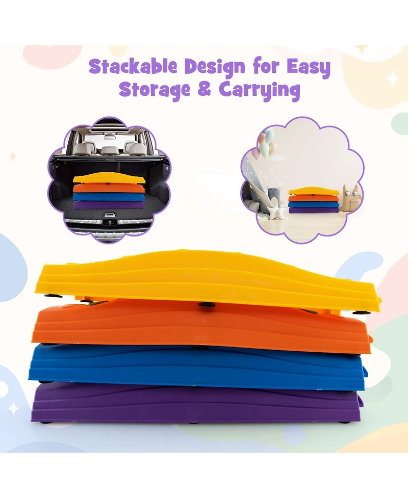 Hongge Colorful Kids Wavy Balance Beam with Textured Surface and Non-slip Foot Pads