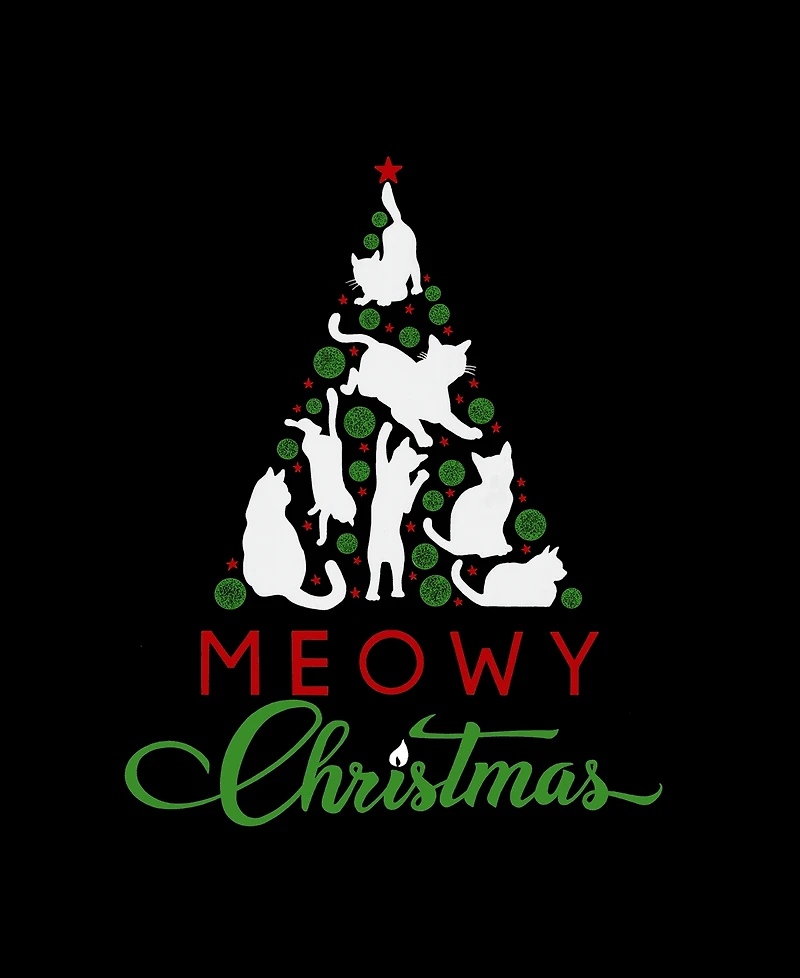 La Pop Art Women's Meowy Christmas Tree Word Hooded Sweatshirt