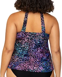 Island Escape Plus Size Printed Halter-Back Tankini, Exclusively at Macy's