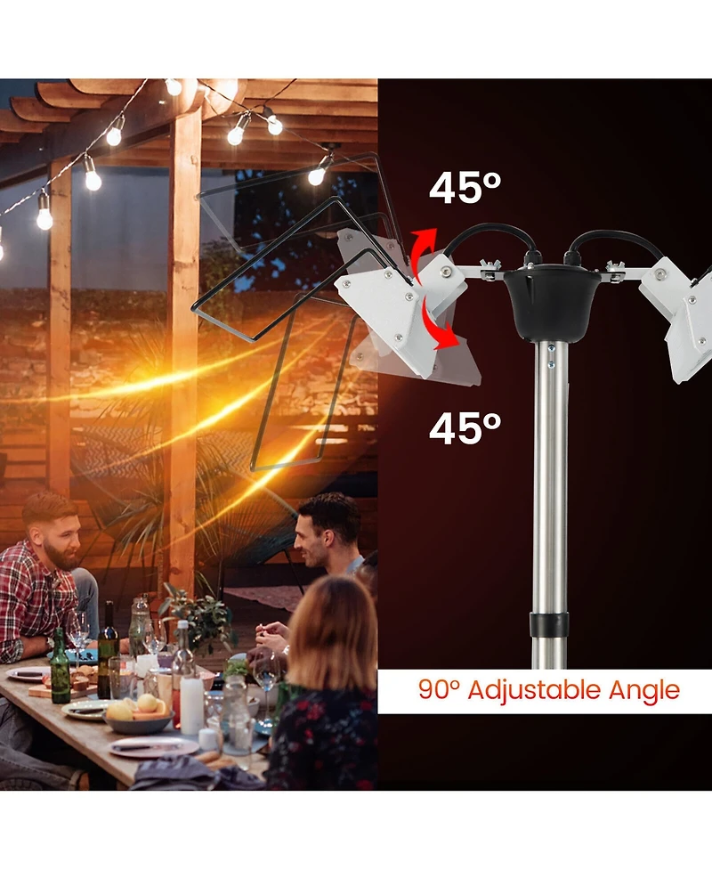 Gymax 1500W Standing Electric Heater w/ Double-sided Heating Infrared Patio Heater