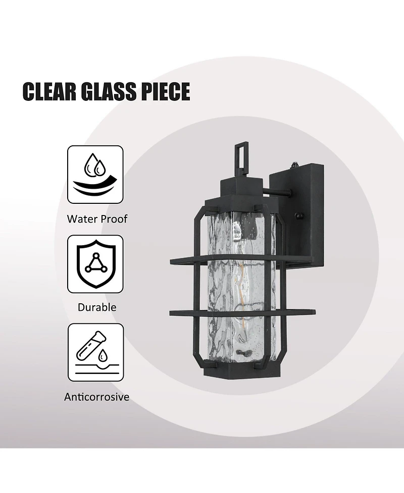 Flynama Dusk to Dawn Outdoor Hardwired Wall Lantern Sconce with No Bulbs Included