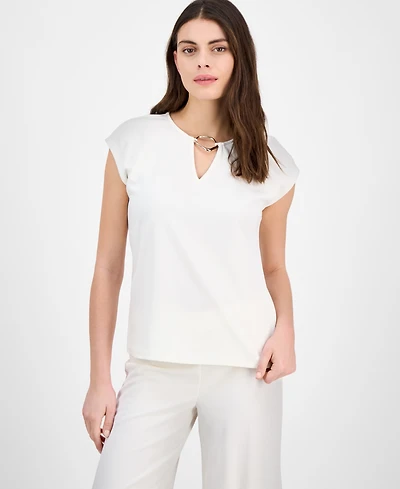 Anne Klein Women's Embellished Keyhole Top