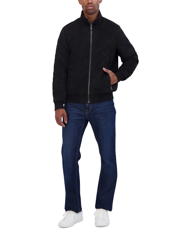 Nautica Men's Quilted Faux-Suede Bomber Jacket