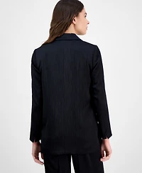 Anne Klein Women's Crinkled Satin Notched Collar One-Button Jacket