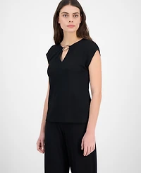 Anne Klein Women's Embellished Keyhole Top