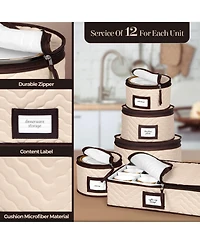 Florida Brands 5-Piece Set China Storage Containers with Dividers - Holds Set of 12 Dinnerware
