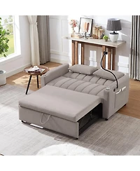 Streamdale Convertible Sofa Bed Loveseat with Usb Ports, Storage, and Phone Holder