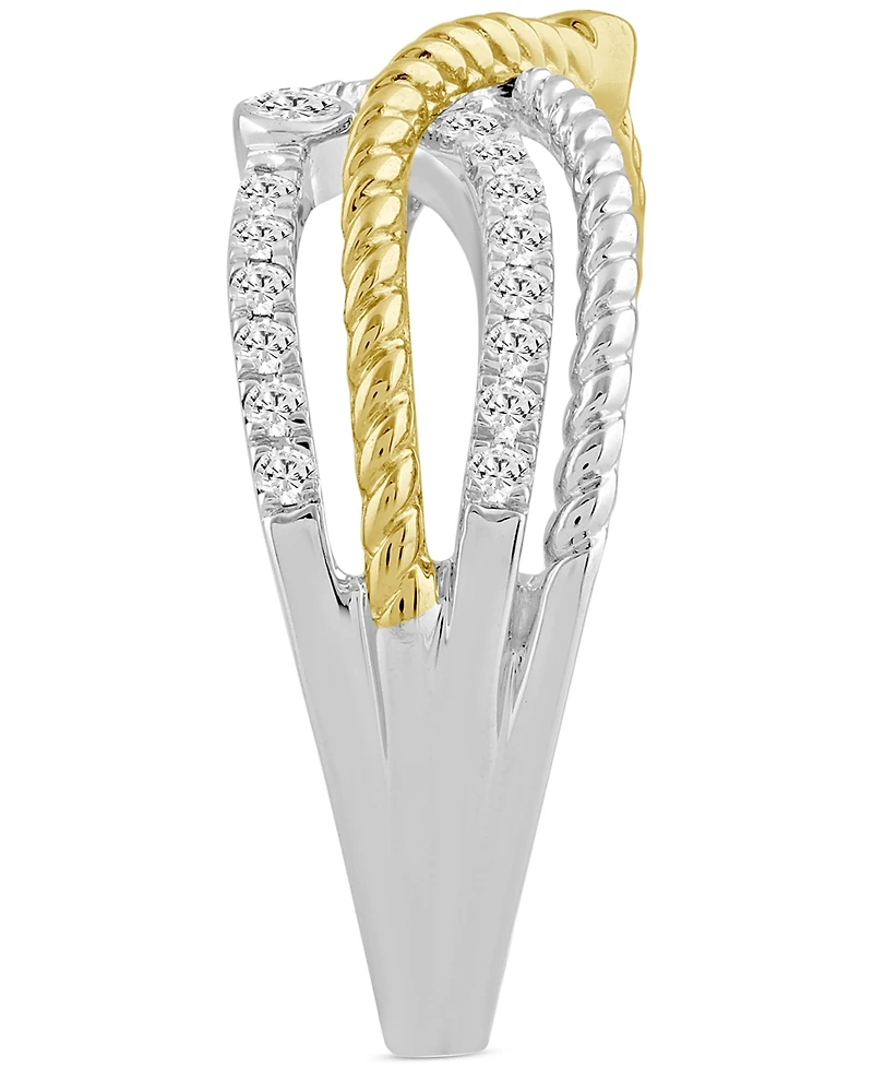 Diamond Crossover Openwork Statement Ring (1/3 ct. t.w.) in 10k Two-Tone Gold