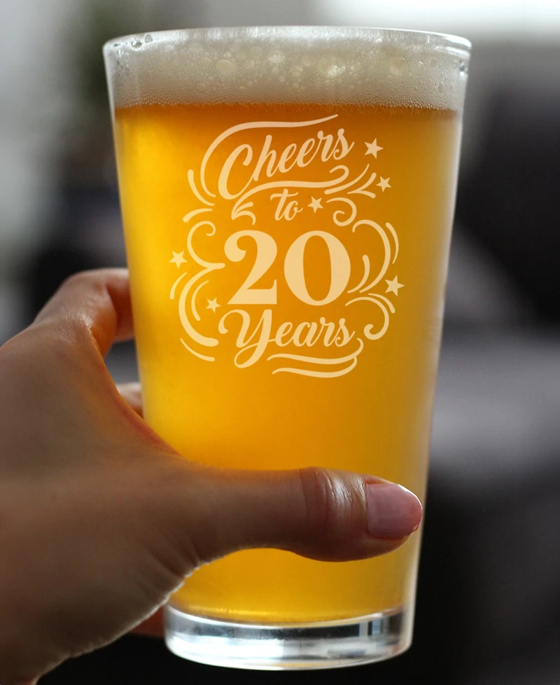 Bevvee Cheers to 20 Years Pint Glass