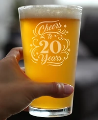 Bevvee Cheers to 20 Years Pint Glass