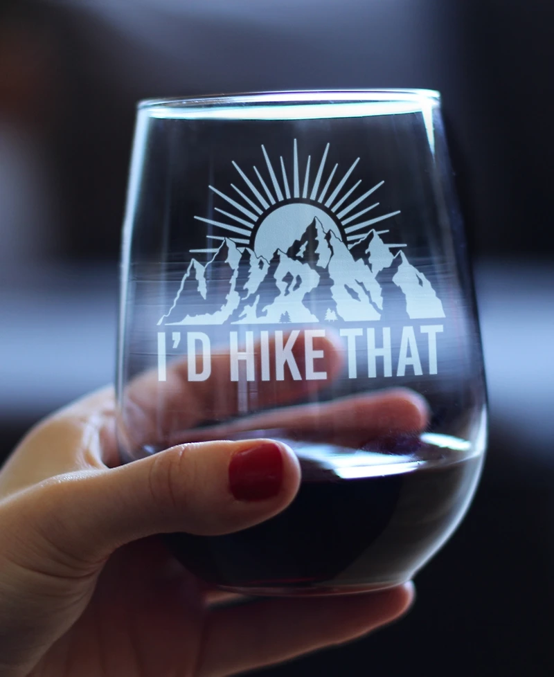 Bevvee I'd Hike That Stemless Wine Glass