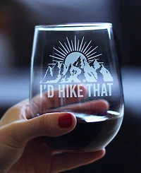 Bevvee I'd Hike That Stemless Wine Glass