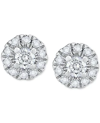 Diamond Round Halo Stud Earrings (1/2 ct. t.w.) 14k White Gold or