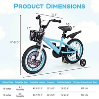 16" Kid s Bike for 4-7 with Height-Adjustable Handlebar & Saddle Handbrake