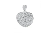 Sterling Silver .925 Cremation White Stone Heart 1 inch Pendant with 18 inch Necklace