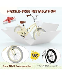 Hongge 14/16/18 Inch Kids Bike Adjustable with Training Wheels Ages 3-8 Years Olds