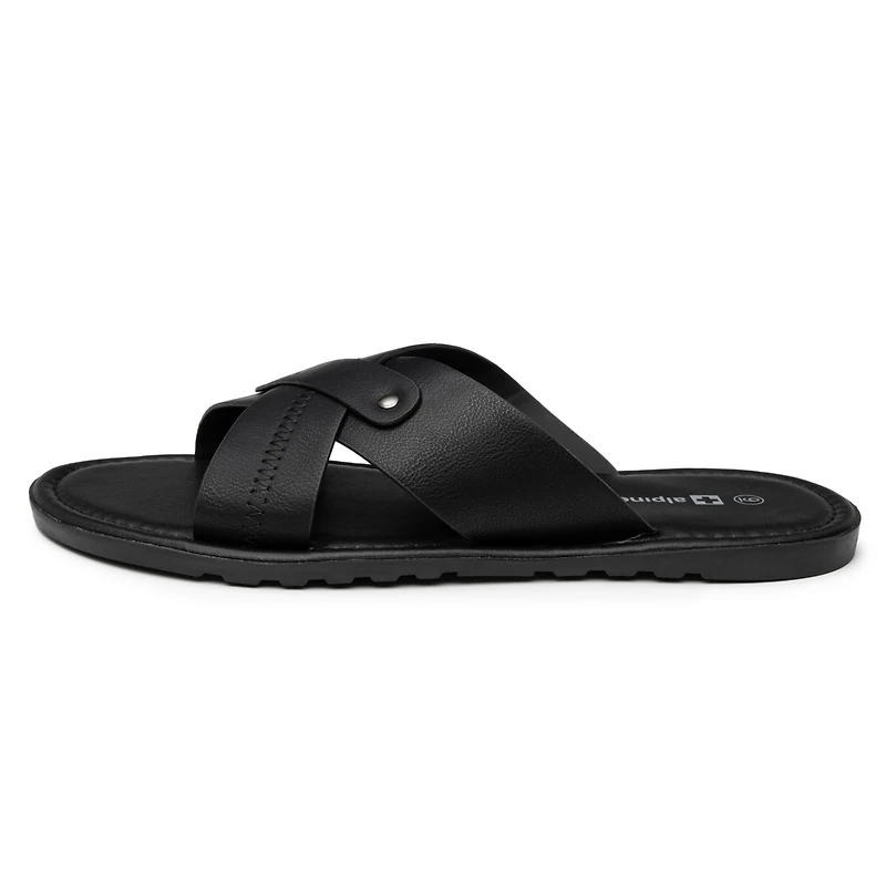 Alpine Swiss Men's Saul Faux Leather Slide Sandals Dressy Indoor Outdoor Shoes