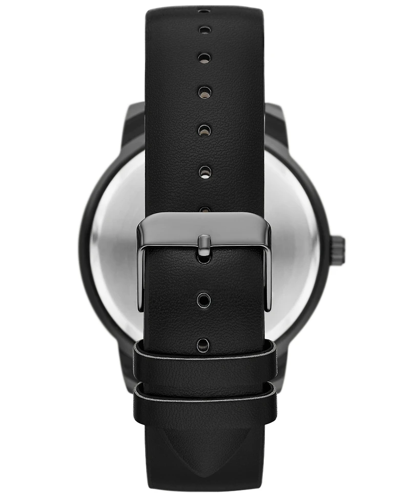 Folio Men's Three Hand Black Polyurethane Watch, 46mm