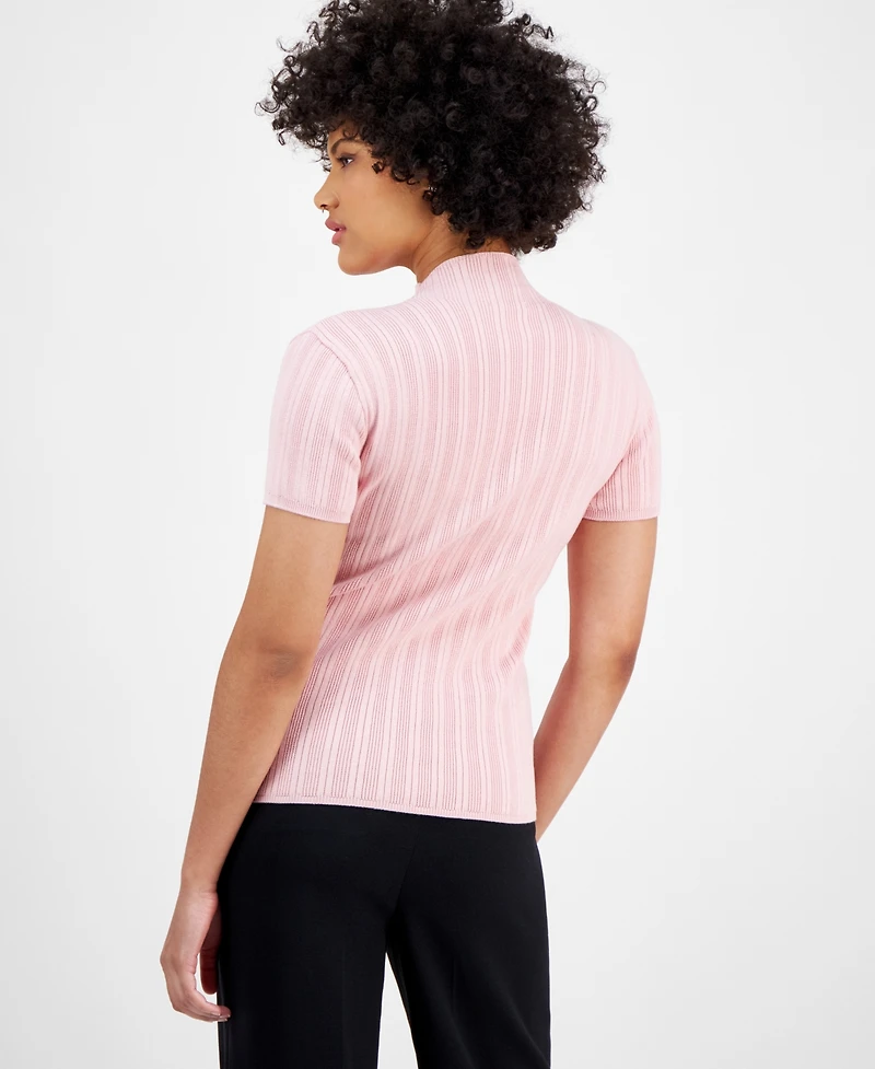 Bar Iii Women's Ribbed Cap-Sleeve Sweater, Exclusively at Macy's
