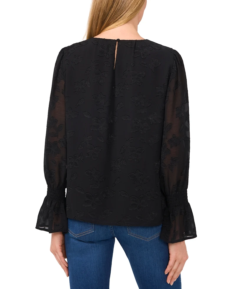 CeCe Women's Smocked-Cuff Blouse